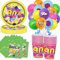 Shamoparty 90s Party Tableware, 78 Pieces, 90s Party Decoration, Including 90s Party Balloon, 9 Inch Plates, Paper Cups, Napkins, for 90s Party Supplies