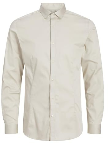 Jack & Jones Jjprparma T-Shirt L/S Noos Camicia a Maniche Lunghe, Moonbeam/Fit:Super Slim, XL Uomini, Moonbeam/Fit:Super Slim, XL