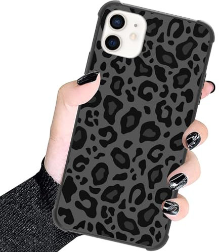 UZEUZA Case Compatible with iPhone 11 6.1 inch, Black Leopard Colorful Heart Cute Elephant Design Tires Aesthetic Slim Cover Shockproof TPU Case for iPhone 11(2019)