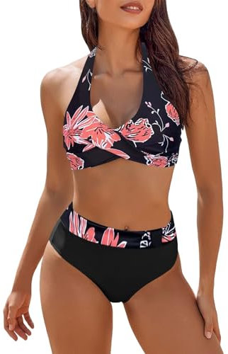 Bikini Bademode Badeanzug Swimsuit Verlängert Sport Sets Damen Bikini Damen Set Rüschen Bikini-Badehose Für Mä Black Pink Bikini Damen Set Bauch Weg Bikini-Badehose Für Mä