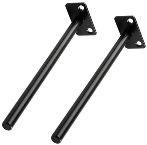 FEEIMOL 2 Pièces Supports Étagères Flottante Robustes Support d'Étagère Invisibles Forme de T Métal Murale Fixation Tablette Etagere pour Décoration Maison Bibliothèque Noir 200mm