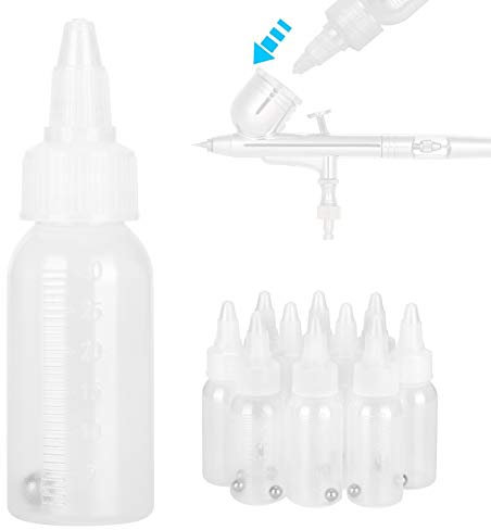 AILOOCEDI 10PCS 30ml Paint Bottle,Empty Airbrush Bottles,Paint Storage Bottles Replacement Jars with Scale,for Pigment Stirring, with Settling