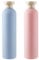 Molain Lot de 2 flacons compressibles de 260 ml en plastique rechargeables avec bouchon à rabat – anti-fuite pour shampooing, crèmes, lotion, après-shampoing (bleu + rose)