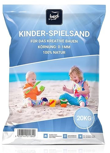 4myBaby GmbH - Sable de Jeu pour Enfants 20 kg | Sable de Quartz Fin Non Toxique et sans Danger | Sac de Sable extérieur Naturel et lavé | Idéal pour Jeux et bacs à Sable décoratifs