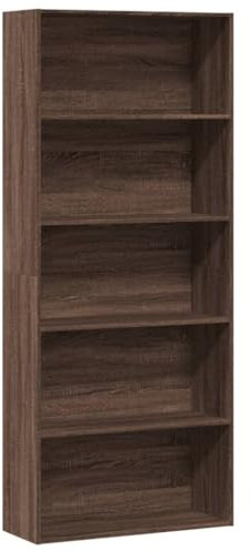vidaXL Bücherregal, Bücherschrank mit 5 Fächern, Standregal für Wohnzimmer Büro, Büroregal Wandregal Raumteiler, Braun Eichen-Optik Holzwerkstoff