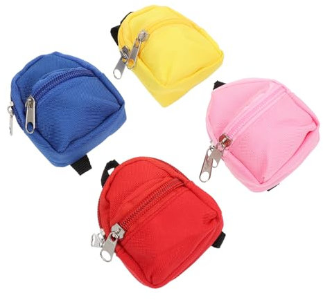 ANDRESLAD Mini Schultasche 4er Set Puppenrucksack Modell Mikro Szenen Verzierung Mini Dekoration Für Puppenhaus DIY Zubehör 4 Farben
