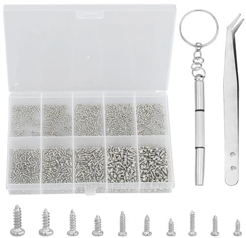 Set di 1200 viti piccole, mini set di viti autofilettanti, M1/M1.2/M1.4/M1.7, micro teste rotonde, set di viti per occhiali, orologi, telefoni, fotocamere, computer portatili.