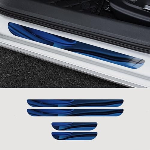 4 StückAuto Edelstahl Türschweller Protector Für Ford Ranger T6 Raptor Wildtrak 2015-2020 2021 2022 2023, Edelstahl Rutschfestes Anti-Kratz Außentürschwellen Willkommenspedal(Blue)