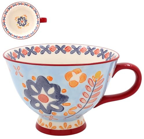 Lesser & Pavey Hand Painted Footed Mug for Home & Kitchen | Newly Designed Mugs for Tea & Coffee | Lovely Cup for Mens Gifts & Birthday Gifts for Women, Blue