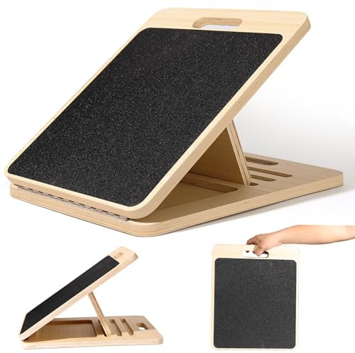 Balance Board aus Holz - Rutschfestes BalanceBoard für Erwachsene -,Gleichgewichtstrainer für Übung Körper Gleichgewicht strecken Beinmuskeln (Schwarz, Original Holz, 33 × 40 cm klappbar)