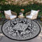 TUKDAK Schwarz Rund Outdoor Teppich Wetterfest 150cm, Wendbarer Outdoorteppich Matte Kunststoff Teppich, Wasserdichter Außenteppich, UV-beständige Camping Matte für Balkon Terrasse Garten RV Picknick