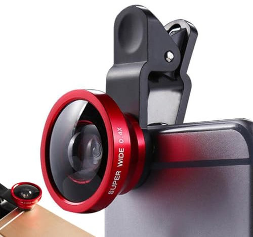 Objectif pour appareil photo de téléphone - Objectif grand angle 0,4X - Accessoire pour appareil photo mobile - Compatible avec la plupart des smartphones et tablettes, objectifs de téléphone