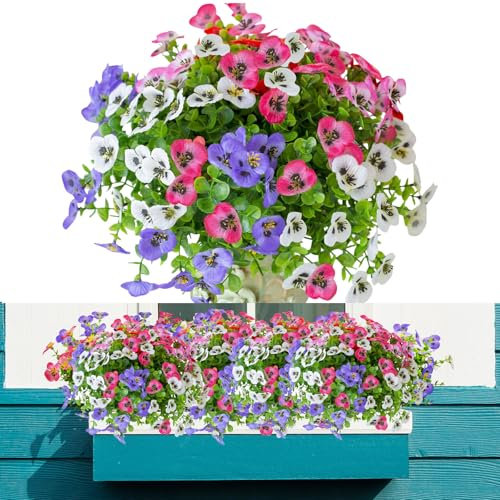 6 Bündel Kunstblumen wie echt Künstliche Blumen Deko Frühling Kunstblumen für Draußen Plastik Fake Blumen Balkonpflanzen Kunstblumen & -Pflanzen Kunstpflanze Outdoor Wetterfest UV-beständige (Stil A)