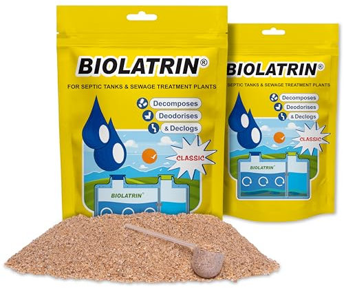 BIOLATRIN CLASSIC Fortschrittliche biologische Klärgrubenbehandlung - Klärgruben zersetzer - Für Haus, Hof, Freizeitanlagen - Schnelle Ergebnisse für die Sickergrube - 2 x 400G - Sparset 2 Packungen