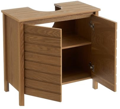 Mueble bajo Lavabo de Pedestal de Madera Fresno Natural de 60 cm