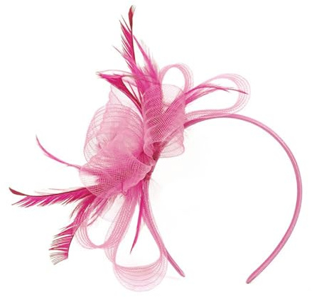 Whakano Feder Stirnbänder für Damen,1920er Fascinator Haarreif Haarbänder für Haare,Kopfbedeckung Haarschmuck für Frauen,Netz-Haar-Accessoires,Kopfband für Hochzeit Karneval Cocktail Tee-Party,Pink