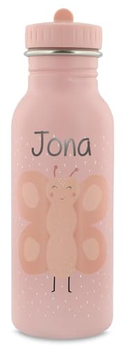 Personalisierte Trinkflasche aus Edelstahl von Trixie Baby mit Gravur des Namens (Schmetterling, 500 ml)