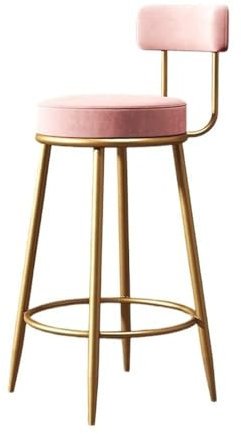 huanglyc-232 Tabourets de Bar Chaise de Bar Minimaliste en Fer forgé avec Dossier et Chaise Haute Rose(Moyen)