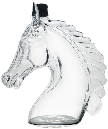 Baoblaze Whisky Decanter Wine Decanter Horse Head Entertaining Drinkware Clear Novelty with Stopper Drink Dispenser for Home Home Bar, 350ml