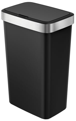 EKO Pattumiera da Cucina 50 Litri con sensore Automatico e Chiusura Morbida | Pattumiera Nera a Batteria | Finitura Anti-Traccia, Base Antiscivolo e Supporto per Borsa | Design Moderno e Silenzioso