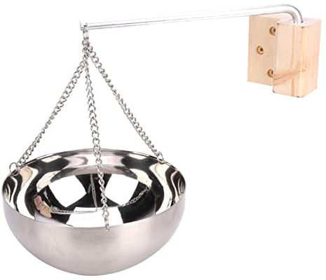 Hamwesh Huile de Sauna Tasse de 20 Cm en Acier Inoxydable Sauna Aromatherapy Huile Porte-Huile avec Un Bras Essentiel à Essentielle de Parfum de Parfum de pour et Spa avec Bloc de Bois en Bois