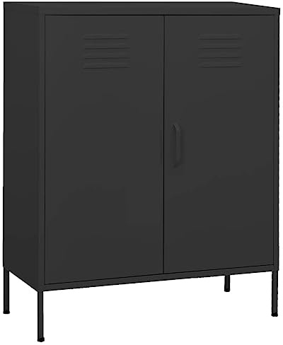 Mandloder Armario de almacenamiento antracita 80 x 35 x 101,5 cm, acero resistente, armario multiusos con estantes, patas ajustables para garaje, trastero