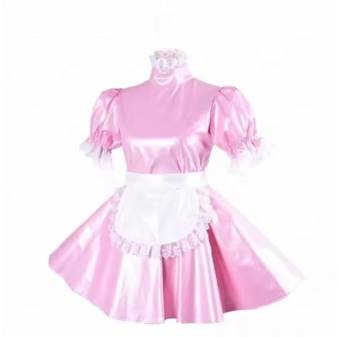 Men and Women Sissy PVC Lockable Dress Maid Cosplay Halloween Party Lolita,Women,XXL