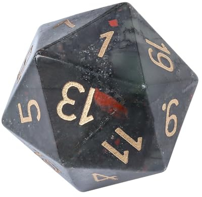ULIJTH 1 x polyedrische Würfel aus natürlichem Kristall, 20-seitig, bunt, Brettspiel für Rollenspiele, Tisch, langlebiges Rollenspiel, Tischzubehör