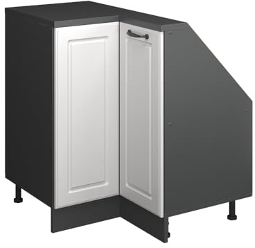 Vicco Dachschrägen-Eckschrank Rion, Weiß Landhaus/Anthrazit | B75.6 x T46 cm, mit 1 Tür, platzsparend für Dachschrägen