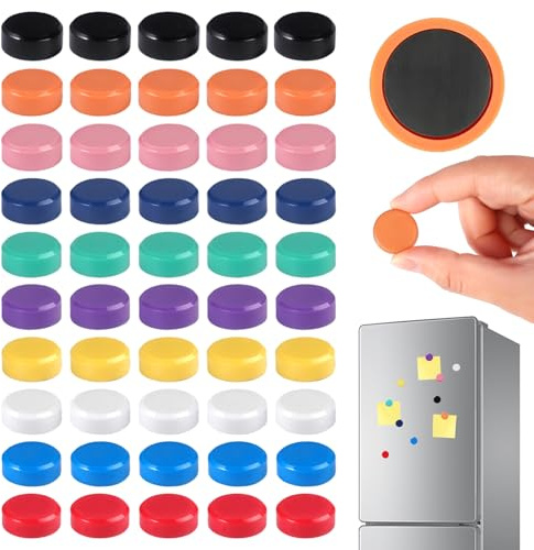 50 Stück Rund Dekorative Magneten Stark, 2cm Bunt Starke Kleine Magnete | 10 Farben Mini Magnete Stark,Magnete für Magnettafel, für Tafel,Kühlschrank, Magnetwand,Pinnwand,Schule,Magneten Starker Halt