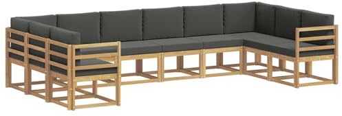 vidaXL Outdoor-Sofagarnitur mit Kissen 10 pcs Weiß und Anthrazit, Gartenliege, modernes Lounge Set, wetterbeständige Möbel, perfekte Sitzgruppe für den Außenbereich