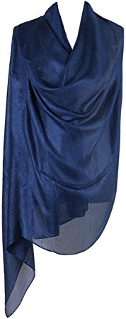 PB-SOAR Damen Einfarbiger Glänzend Schal Stola Halstuch für Abendkleider 185 x 100cm, 18 Farben auswählbar (Dunkelblau)