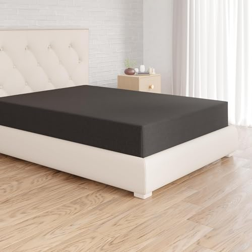 Amazon Basics Spannbettlaken, 150 x 200 x 30 cm, Mikrofaser, Spannbetttuch - Matratzenhöhe bis 30 cm, Schwarz