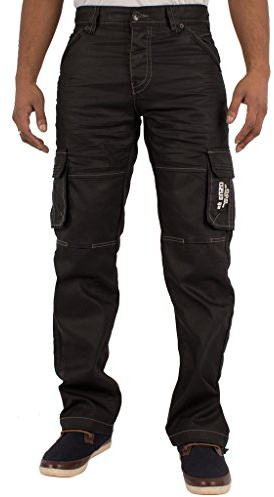 ENZO Mens Designer Cargo Combat Jeans Denim Pants All Waist Sizes
