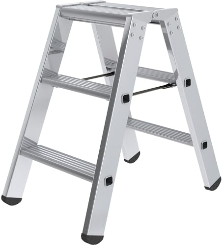 eurokraft | Stufen-Stehleiter | beidseitig | Standard-Ausführung | 2 x 3 Stufen