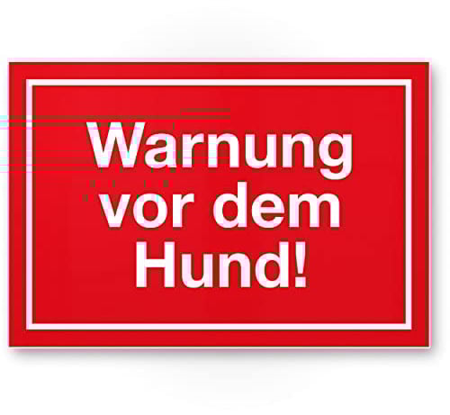 Komma Security Warnung vor dem Hund Schild - 30 x 20 cm Hinweisschild wetterfest Hundeschild Gartentor Einfahrtstor die Haustür Türschild Abschreckung Warnschild Einbruchschutz