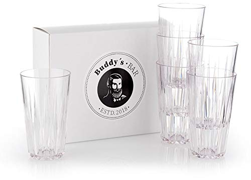 Buddy's Bar - Set da 6 Bicchieri in Tritan da 0,5 Litri di Alta qualità, BPA Free, Effetto Vetro Cristallo, Resistenti alla Rottura, riutilizzabili e Lavabili in lavastoviglie, 500 ml