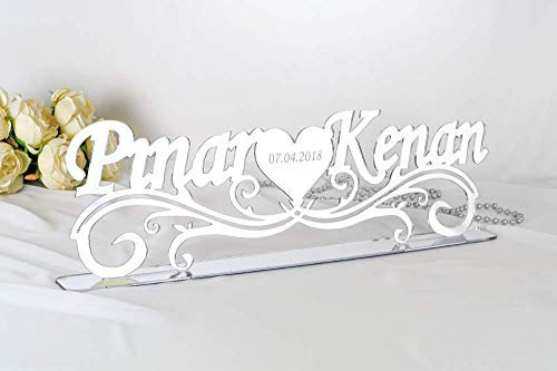 Namensständer, Namensschild, Personalisiert, Acryl, Acrylglas, Gastgeschenke, Ayakli Isimlik, Pleksi, Ornament Kalp, Söz, Nisan, Nikah, Dügün