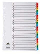 A4 File Alphabetical Subject Dividers 20Part A - Z Pack of 3 Brightly Coloured Reinforced Multipurpose Index Tabs Multi Punched Mylar 160gsm