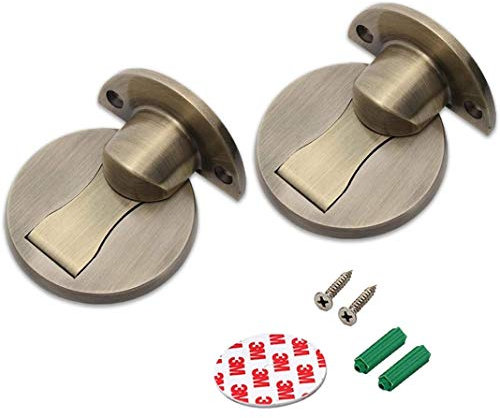 2 Pack Magnetic Door Stoppers, Floor Mount Door Stop for Bottom of Door, Magnetic Door Catch Door Holder, Bronze