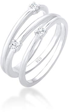 Elli Ring Damen Wickelring Filigran Elegant mit Zirkonia Kristallen in 925 Sterling Silber