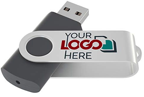 Possibox Memoria USB Giratoria Personalizada 2GB para Publicidad Pendrive con Logotipo/Texto - Promociónal por Mayor - USB 2.0 Gris, 100 Piezas