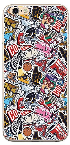 dakanna Transparent Hülle für [iPhone 6 Plus - 6S Plus] Flexible Schutzhülle, Design Vintage Muster Comic Aufkleber Stil, Klar TPU Case Cover Handyhülle Kompatibel mit iPhone 6 Plus - 6S Plus