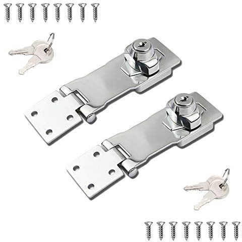 2 Packungen Schlösser mit Schlüssel, Drehknopf, Verriegelung für kleine Türen, Schränke und mehr, Edelstahl, verchromte Überfalle, Sicherheitsschloss (10,2 cm mit Schloss)
