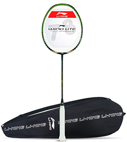 Li-Ning Wind Lite 700 Carbon Fibre Strung Badminton Racket with Full Racket Cover (Black/Gold) | for Intermediate Players | 78 Grams | Maximum String Tension - 30lbs