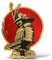 Erreinge® Gold Aufkleber 12cm Samurai Totenkopf JAPAN Aufkleber Gedruckt für Auto Motorrad Wand Stoßstange Computer Laptop Gepäck Fahrräder