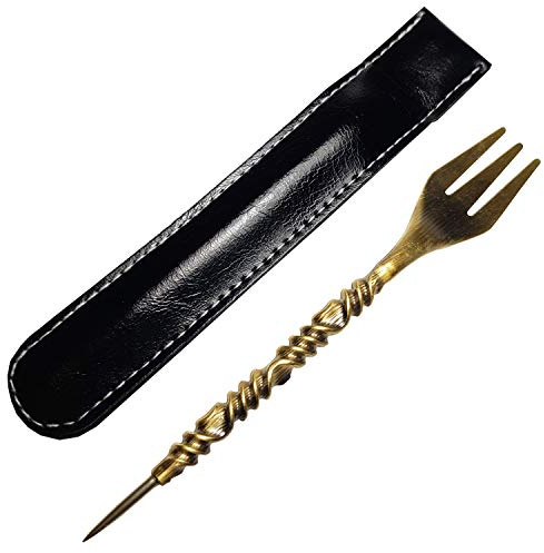 KAISER - Tenedor Punzón KRAKEN 2 en 1 para Cachimba Shisha Acero inoxidable - Tenedor para Tabaco/Melaza + Perforador de papel Aluminio (FUNDA DE REGALO) (Gold)