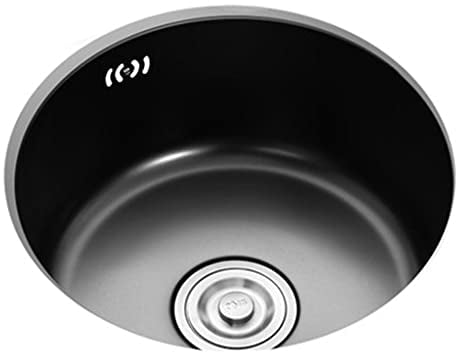 Fregadero de cocina Lavabo De Un Solo Tazón Profundo De Acero Inoxidable 304 Negro, Fregadero Negro, Instalación Empotrada O Empotrada (Size : 40x40cm)