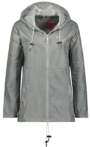 Geographical Norway Boat Lady - Veste Coupe Vent Femme Outdoor - Blouson Imperméable Manches Longues Femmes - Manteau Tactique Résistant Pluie (Gris_clair XL Taille 4)