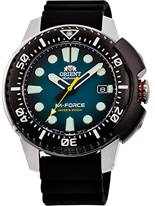 ORIENT Orient RA-AC0L04L Herren M-Force Delta Gummiband blaues Zifferblatt Automatische Tauchuhr, blau, Taucheruhr